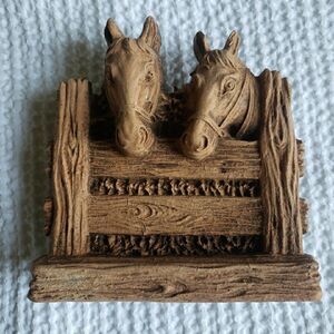 Vintage Faux Wood Resin Horse Fence Desk Notepad Holder Western Equestrian Decor